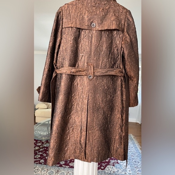 Flair women’s bronze brawn/ Copper , textured Crinkle effect size M long Jacket - Picture 2 of 10
